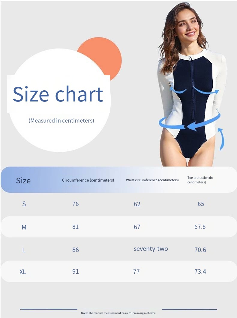 Long Sleeve One Piece Swimsuit Color Block Front Zip Bodysuit Bathing Suit